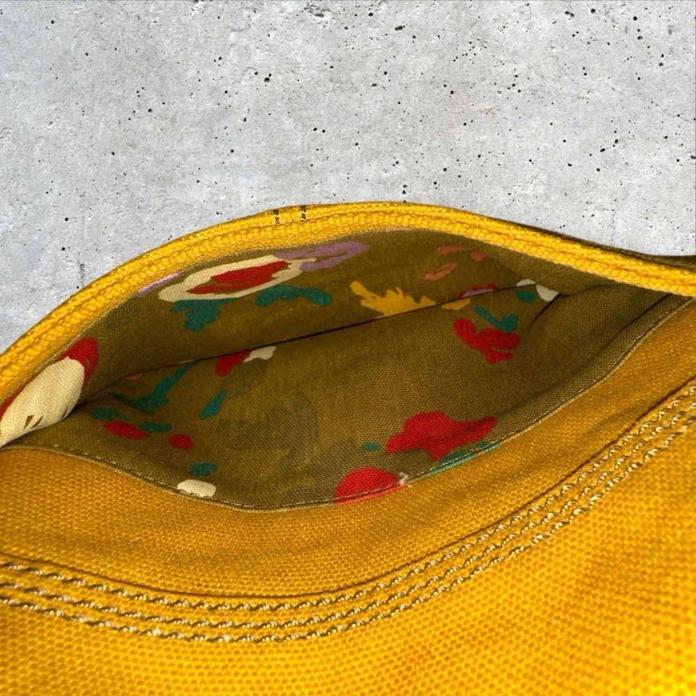 Vintage Fossil Cargo Shoulder Bag Purse Utility Hobo Canvas‎ Safari Yellow - Picture 4 of 16